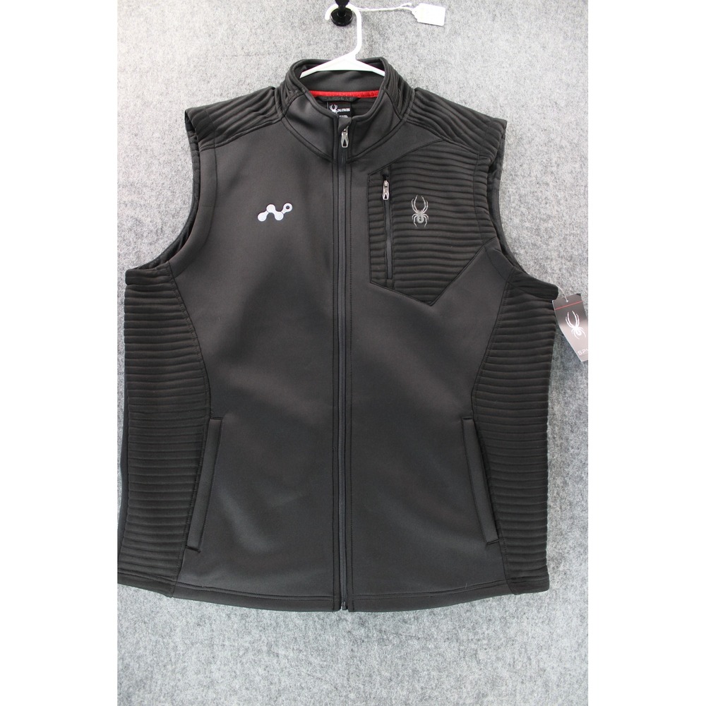 Spyder Mens Full Zip Softshell Vest Black Ribbed S16538-BK 2XL NEW